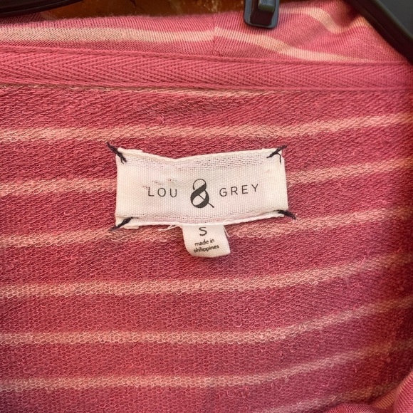 Lou & Grey Womens Small Signature Soft Oversize Boxy Cowl Neck Pink Stripe Top - Picture 5 of 9